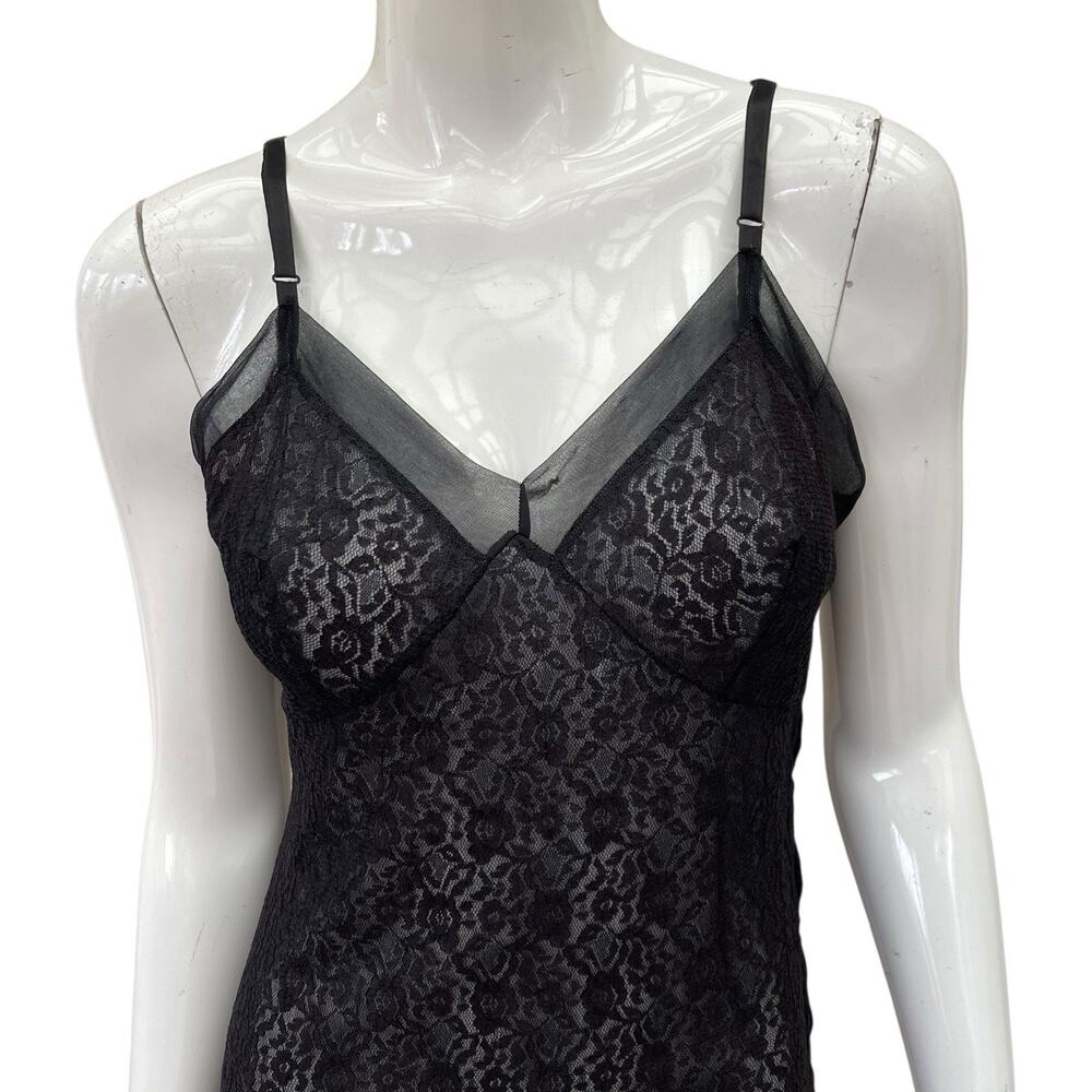 Vintage 1940’s Black Lace Slip/Chemise Elizabeth Gordon Of Canada, Small